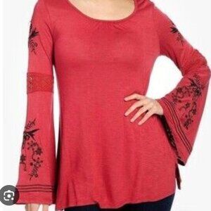 NWOT - OSO Casuals Bell-Sleeve Tunic, Boho Style in Burnt Orange, XL